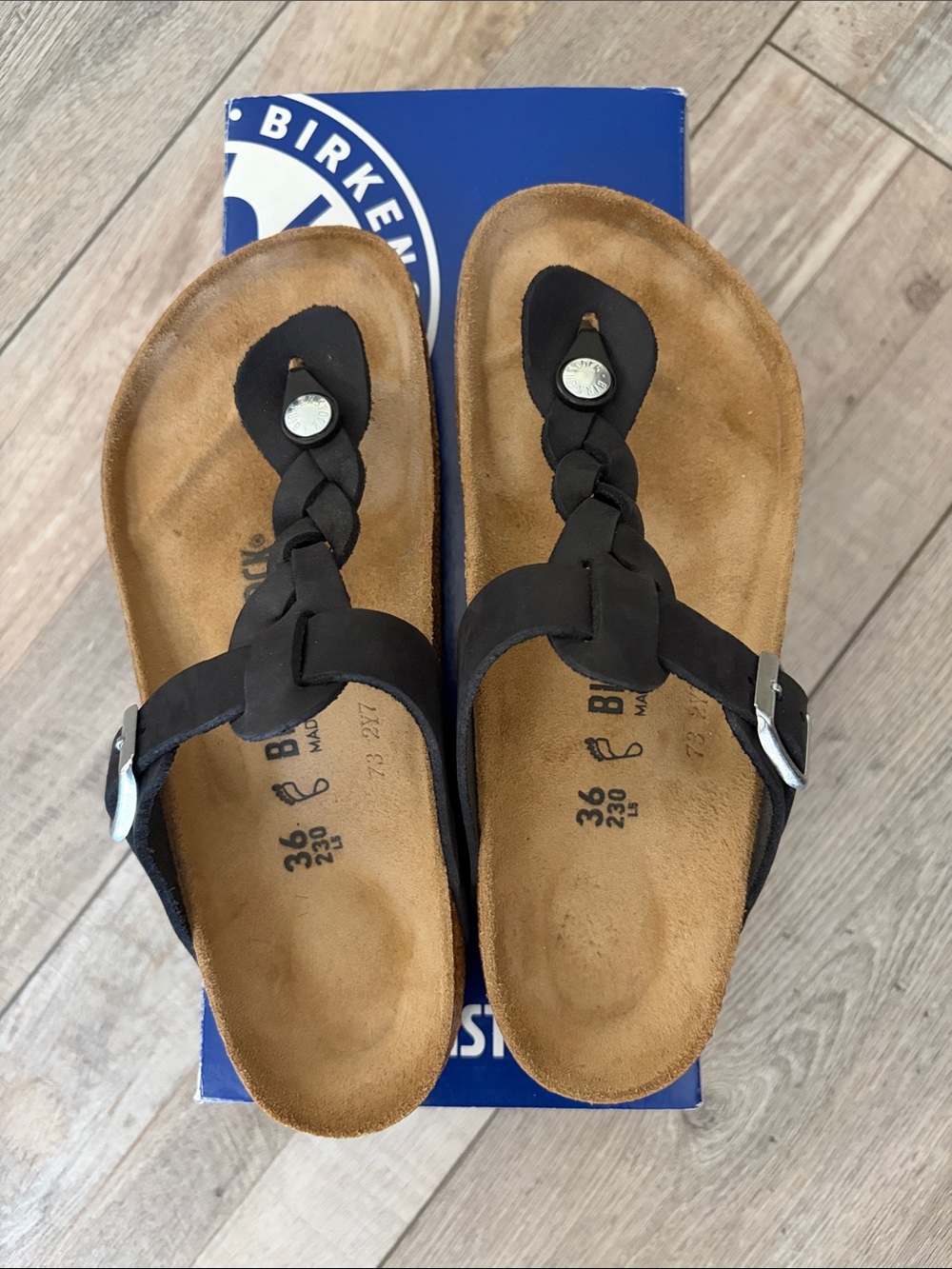 Birkenstock Women's Black Braided Thong Sandals